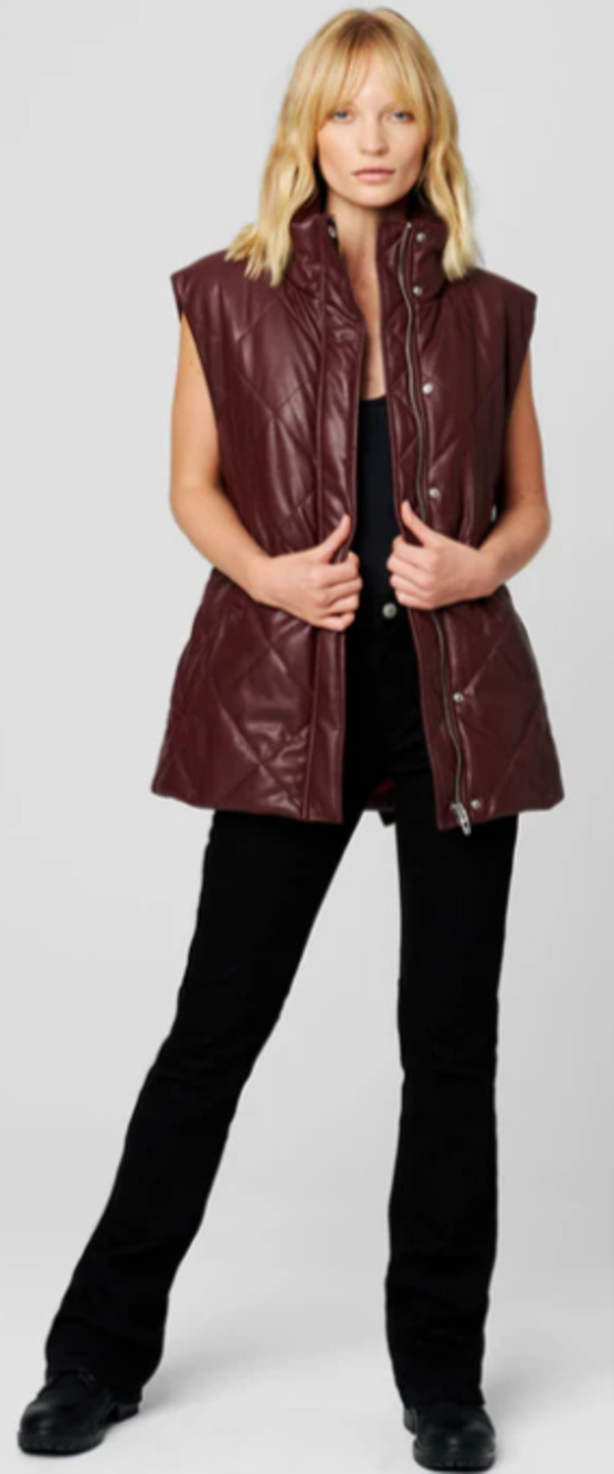 BLANK NYC Burgundy Faux Leather HOT SHOT VEST with Belt Small 4-8 NEW